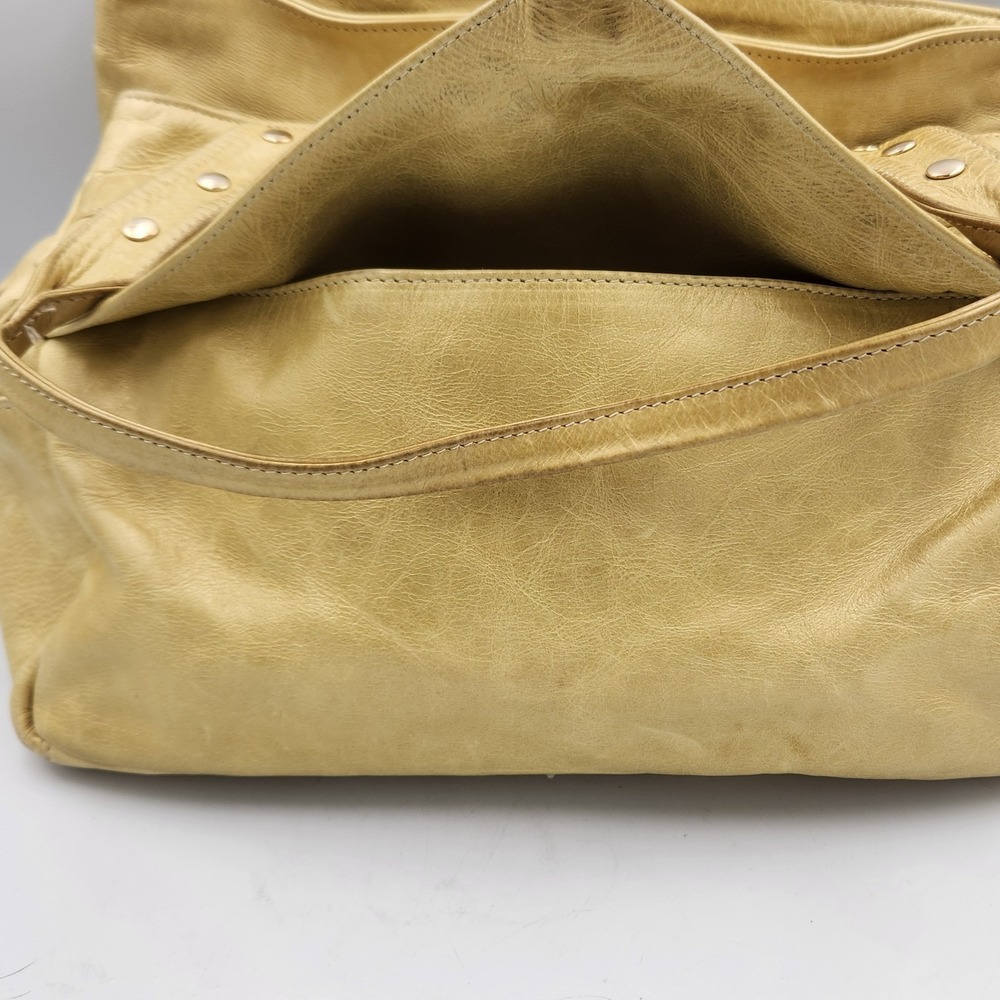 Botkier Convertible‎ Leather Tote Handbag Champagne Gold Double Zip Studded - Picture 3 of 16